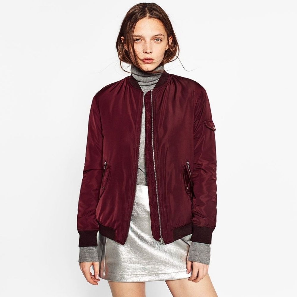 Zara trafaluc quilted bomber jacket